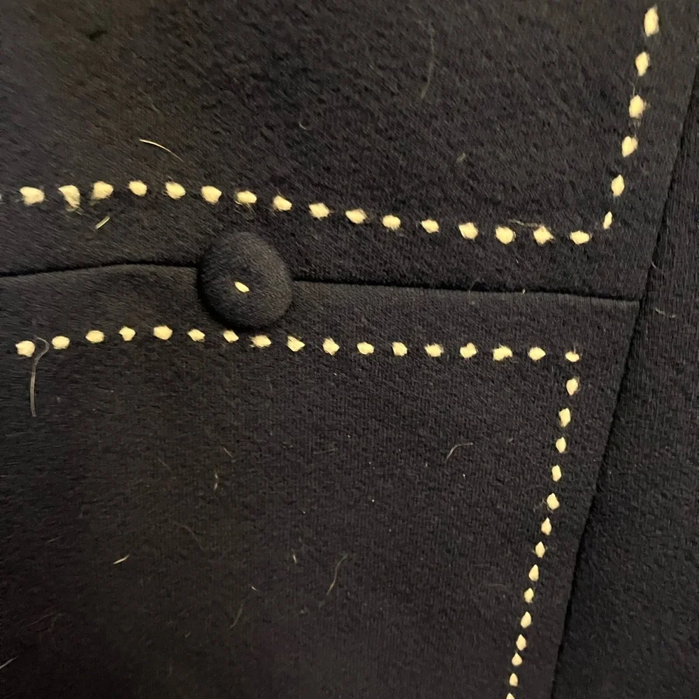 Vintage Navy Dress With White Stitching - Picture 6 of 6